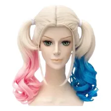 Peruca Alerquina Fantasia Loiro Rosa E Azul Cosplay Cor Amarelo Foto mini 1