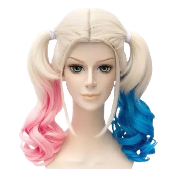 Peruca Alerquina Fantasia Loiro Rosa E Azul Cosplay Cor Amarelo Foto 1