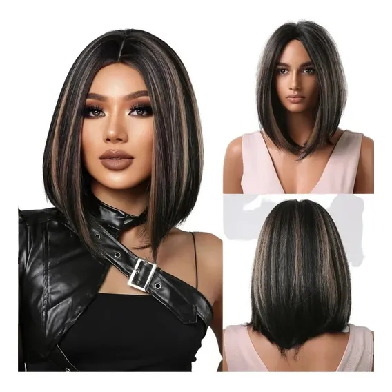 Peruca Cabelo Orgânico Curta + Touca Foto 1