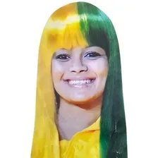 Peruca Do Brasil Longa C/franja Verde Amarelo Copa Do Mundo Cor Verde/amarelo Foto mini 1
