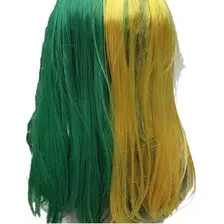 Peruca Do Brasil Longa C/franja Verde Amarelo Copa Do Mundo Cor Verde/amarelo Foto mini 3
