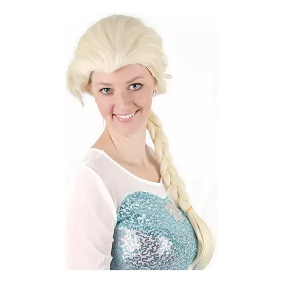 Peruca Elsa Frozen Com Trança Foto 1