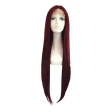 Peruca Front Lace Lisa Preta Repartição Livre 80cm + Wig Cap Tonalidade Marsala Foto mini 1