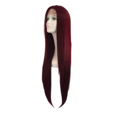 Peruca Front Lace Lisa Preta Repartição Livre 80cm + Wig Cap Tonalidade Marsala Foto mini 3