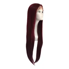 Peruca Front Lace Lisa Preta Repartição Livre 80cm + Wig Cap Tonalidade Marsala Foto mini 2