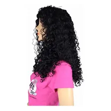 Peruca Lace Wig Afro Cacheada Preto Natural Fibra Futura Foto mini 4