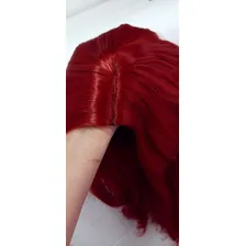 Peruca Lisa Vermelha Ariel Fibra Orgânica Premium +touca Foto mini 4