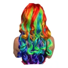 Peruca Longa Ondulada Colorida Cosplay Maluca Festa Fantasia Foto mini 3