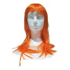 Peruca Longa Sintética Laranja 60cm Cosplay Foto mini 2