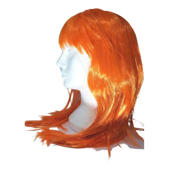 Peruca Longa Sintética Laranja 60cm Cosplay Foto 1