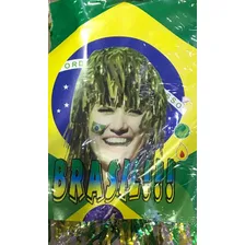 Peruca Metalizada Do Brasil Verde E Amarela Kit Com 12 Und Foto mini  2
