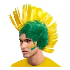 Peruca Moicano Copa Brasil Verde Amarelo Torcedor Foto mini 1