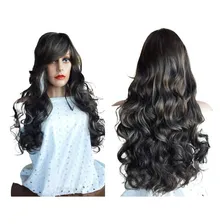 Peruca Ondulada Morena Iluminada Fibra Orgânica Premium Foto  mini 1