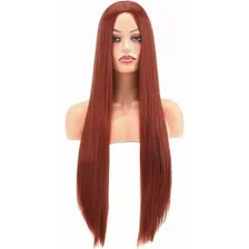 Peruca Ruiva Cabelo Longo Liso IdĂȘntico Humano OrgĂąnico Foto mini 1