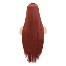 Peruca Ruiva Cabelo Longo Liso IdĂȘntico Humano OrgĂąnico Foto mini 3