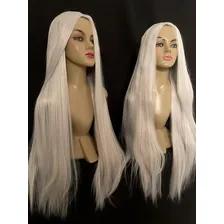 Peruca Wig Cinza Platinada Lisa 75cm Premium Foto mini 2