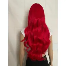 Peruca Wig Vermelha Ruiva Ondulada Lisa Franja Premium 80cm Foto mini  2