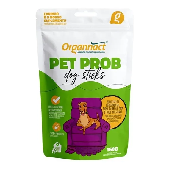 Pet Prob Dog Sticks Organnact 160g Probi贸ticos Foto 1