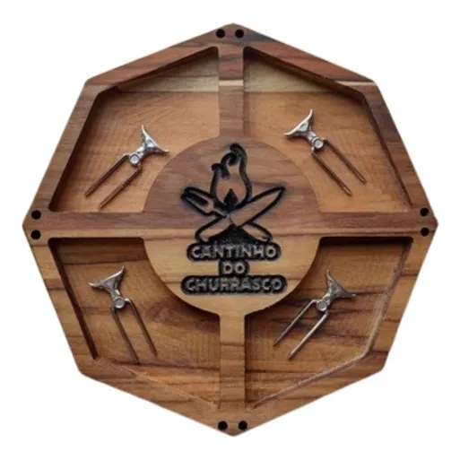 Petisqueira Personalizada Octagonal 30cm 4 Cavidades Cor Marrom Foto 1