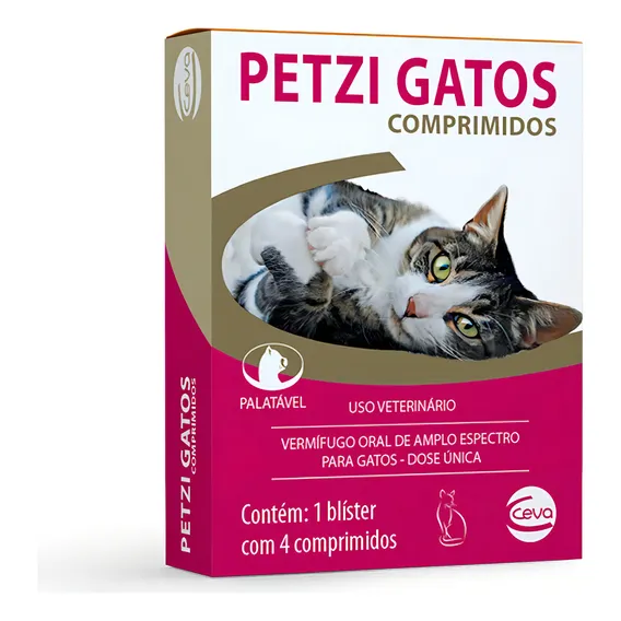Petzi Gatos Vermifugo 4 Comprimidos Ceva Giardia Lombriga Foto 1