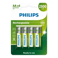 Philips pacote 4 pilhas bateria AA recarregável 2500mah Foto mini 1