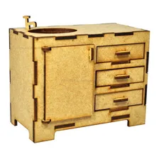 Pia Banheiro P/ Casa De Boneca 13x11,5x7,5 Laser Mdf Cru Foto mini 2
