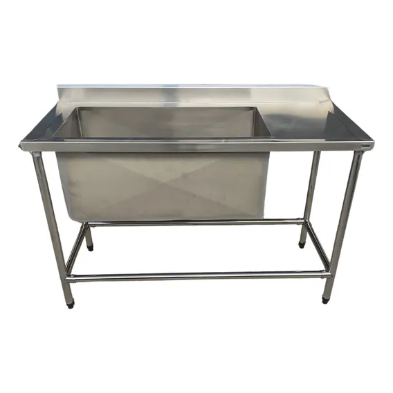 Pia Inox Bancada Mesa Tanque 180x60 Cuba Grande 90x45x40 Foto 1