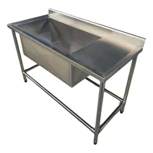 Pia Inox Bancada Mesa Tanque 180x60 Cuba Grande 90x45x40 Foto mini 4
