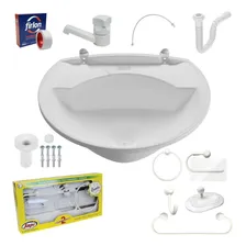 Pia Lavatório Banheiro Plástico 4l Branca + Kit Banheiro Foto  mini 1