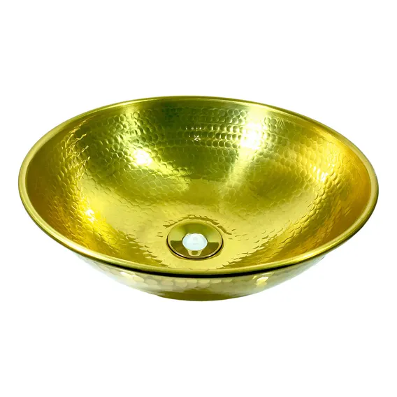 Pia Para Banheiro Lavabo 33cm Dourada Import Válvula Inclusa Império Do Cobre Foto 1