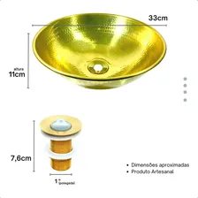 Pia Para Banheiro Lavabo 33cm Dourada Import Válvula Inclusa Império Do Cobre Foto mini 3