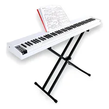 Piano Teclado Branco Elétrico Waver 88 Teclas Com Suporte Foto mini 1