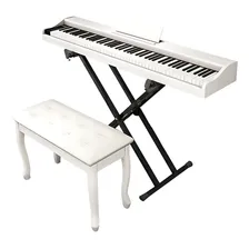 Piano Teclado Branco Elétrico Waver 88 Teclas Com Suporte Foto mini 4