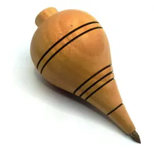 Pião Madeira De Lei Artesanal Antigo Profissional + Fieira Cor Manchado Foto mini  2