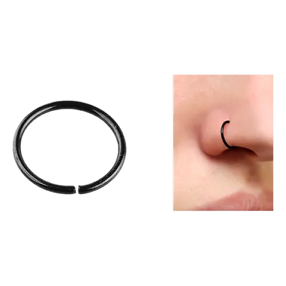 Piercing Argola Nariz Aço Cirúrgico - Fininha Cor Preta Foto 1