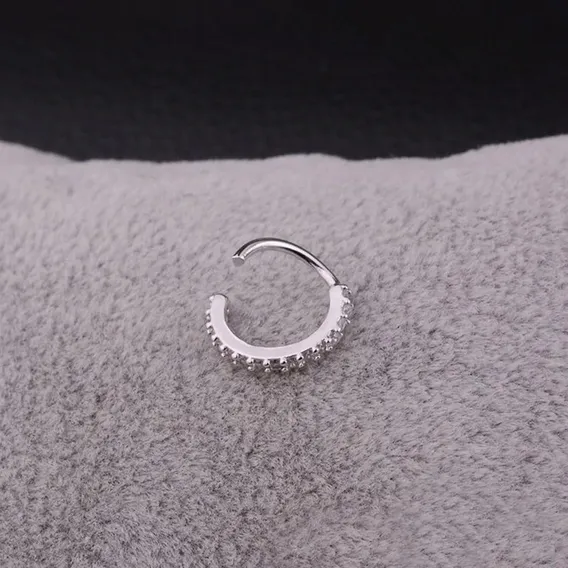 Piercing Cartilagem Nariz Argola Dourado Pedra Zirconia Cor Prateado 6mm Foto 1