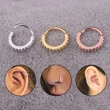 Piercing Cartilagem Nariz Argola Dourado Pedra Zirconia Cor Prateado 6mm Foto mini  2