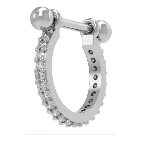 Piercing Conch 15mm Cravejado 24 Zircônias - Prata 925 Foto 1