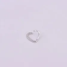 Piercing Daith Coração Prata Ou Dourado Pedra Zirconia 10 Mm Cor Prateado lado direito Foto mini 4