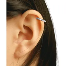 Piercing Hélix Argola Em Ouro Branco 18k Zircônias Orelha Foto  mini 1