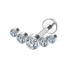 Piercing Helix Labret Aço Cirúrgico Pvd Cluster 5 Zircônias Cor Natural Foto mini 1