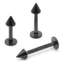 Piercing Labret Boca Aço Cirúrgico Spike Cor Preto 10mm Foto mini 1