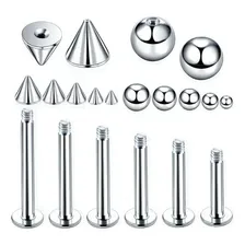 Piercing Labret Tragus Aço Cirúrgico Cartela 12 Peças Cor Prata Bolinha 6mm Foto mini 1