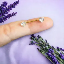Piercing Mamilo Coração Titânio Pedra Zircônia Cor Dourado Foto mini  3