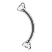 Piercing Microbell Curvo 8mm Pedras Orelha Sobrancelha Rook Cor Prateado Foto mini 1