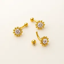 Piercing Microbell Curvo Titânio Transparente 8mm 1.2mm Cor Dourado Foto mini  2