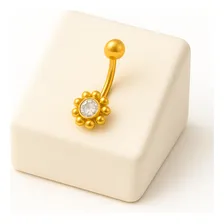 Piercing Microbell Curvo Titânio Transparente 8mm 1.2mm Cor Dourado Foto mini  3