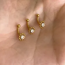 Piercing Microbell Curvo Titânio Transparente 8mm 1.2mm Cor Dourado Foto mini 4