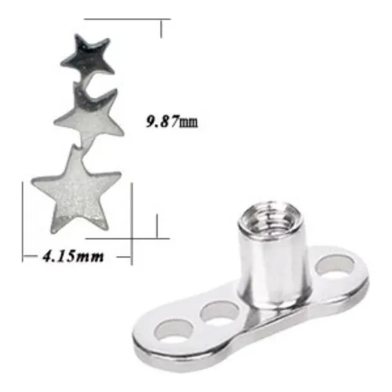 Piercing Microdermal Trio De Estrela Base + Topo Foto 1