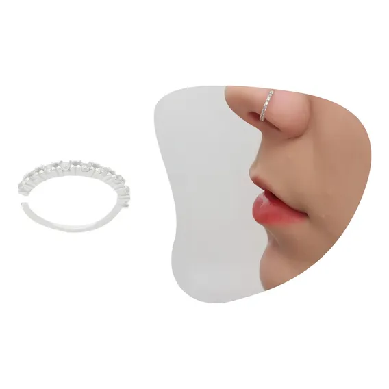 Piercing Nariz Argola Cravejada Prata 925 8mm Foto 1